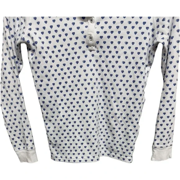 Roller Rabbit pajama top 3 button girls 12 blue hearts white sleepwear PJs - Picture 3 of 6